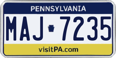 PA license plate MAJ7235
