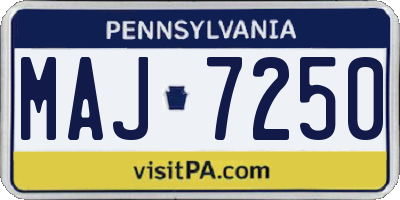 PA license plate MAJ7250