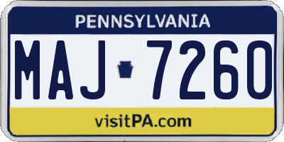 PA license plate MAJ7260