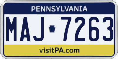 PA license plate MAJ7263