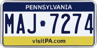PA license plate MAJ7274
