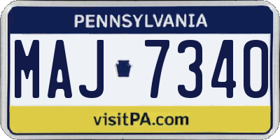 PA license plate MAJ7340
