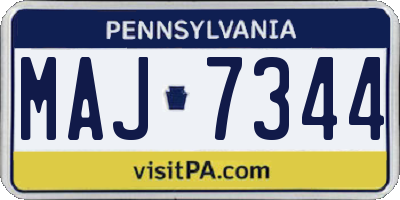 PA license plate MAJ7344