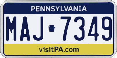 PA license plate MAJ7349