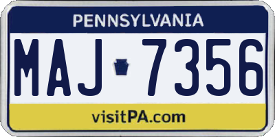 PA license plate MAJ7356