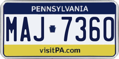 PA license plate MAJ7360
