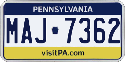 PA license plate MAJ7362