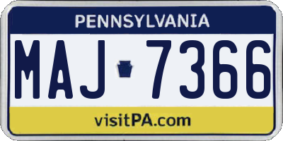 PA license plate MAJ7366