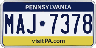 PA license plate MAJ7378