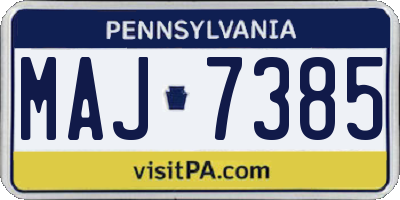 PA license plate MAJ7385