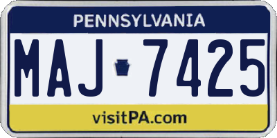 PA license plate MAJ7425