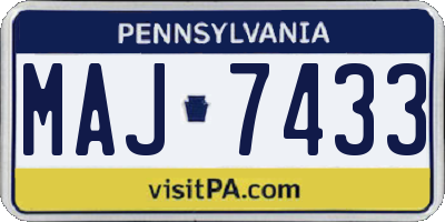 PA license plate MAJ7433