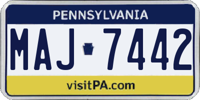 PA license plate MAJ7442