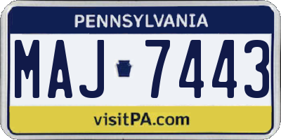 PA license plate MAJ7443