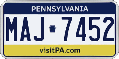 PA license plate MAJ7452