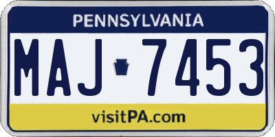 PA license plate MAJ7453