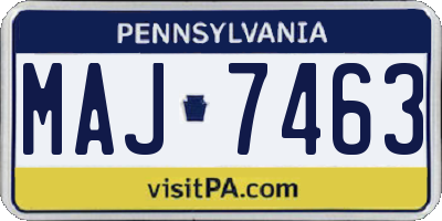 PA license plate MAJ7463