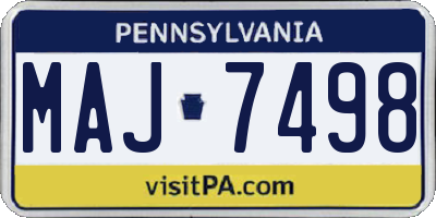 PA license plate MAJ7498