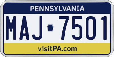 PA license plate MAJ7501
