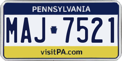 PA license plate MAJ7521
