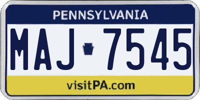 PA license plate MAJ7545