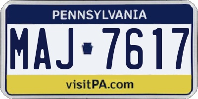 PA license plate MAJ7617