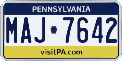 PA license plate MAJ7642