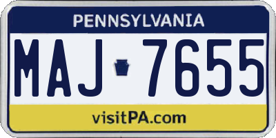PA license plate MAJ7655
