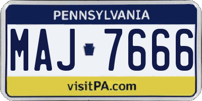 PA license plate MAJ7666