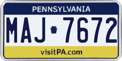 PA license plate MAJ7672