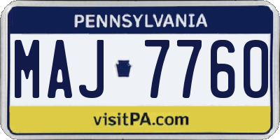 PA license plate MAJ7760