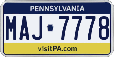 PA license plate MAJ7778