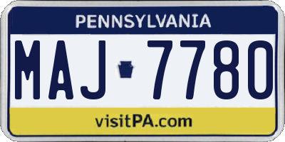 PA license plate MAJ7780