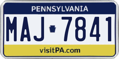 PA license plate MAJ7841