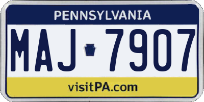 PA license plate MAJ7907