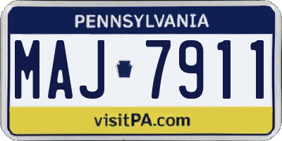 PA license plate MAJ7911