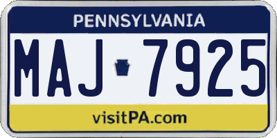 PA license plate MAJ7925