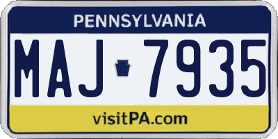 PA license plate MAJ7935