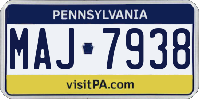 PA license plate MAJ7938