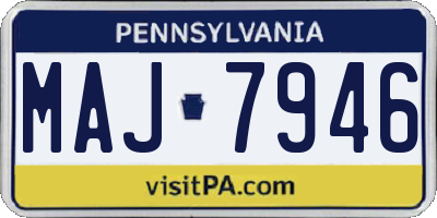 PA license plate MAJ7946