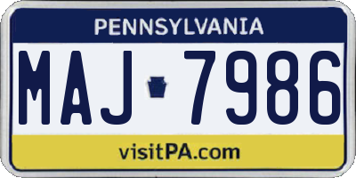 PA license plate MAJ7986