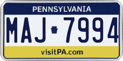 PA license plate MAJ7994