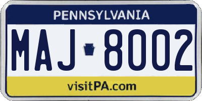PA license plate MAJ8002