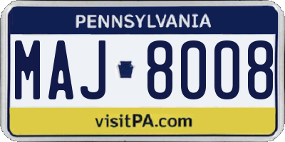 PA license plate MAJ8008