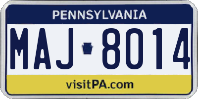 PA license plate MAJ8014