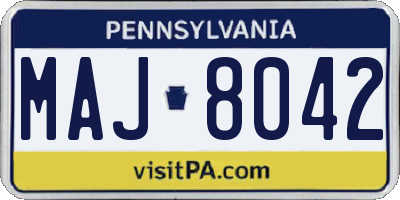 PA license plate MAJ8042