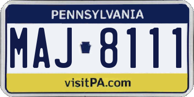 PA license plate MAJ8111