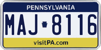 PA license plate MAJ8116