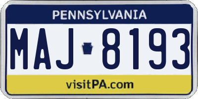 PA license plate MAJ8193