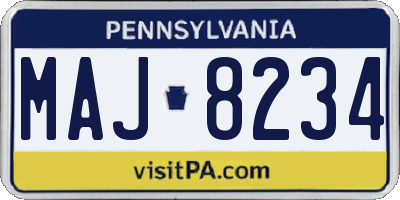 PA license plate MAJ8234